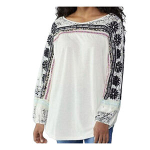 Free People Women's Tripoli Top Blouse Blush Combo Size XS White Excellent Cond.